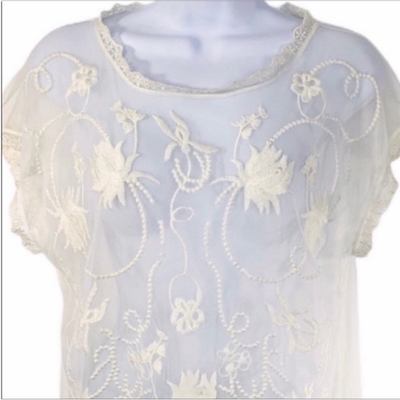LA HEARTS lace sheer blouse top L - Picture 4 of 9